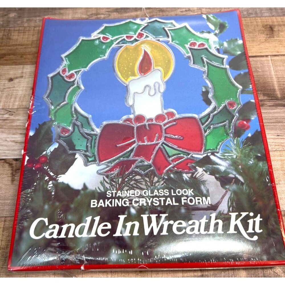 Ack Stained Glass Look Baking Crystal Candle In Wreath Kit For Holiday Craft & D